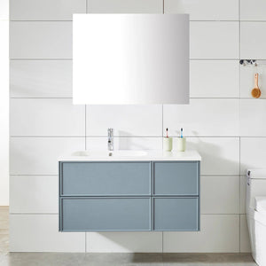 Mobile Bagno Sospeso 100 cm Lavabo e Specchio Malibù Grigio