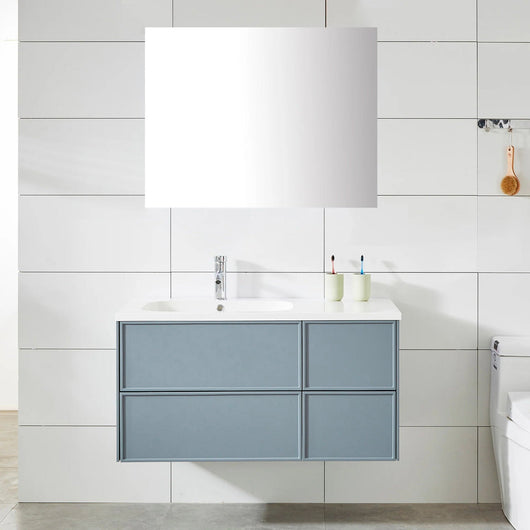 Mobile Bagno Sospeso 100 cm Lavabo e Specchio Malibù Grigio