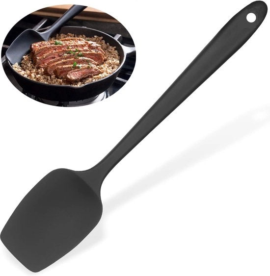 Lama di silicone resistente al calore, design unico ergonomico senza giunture, adatto alla cottura, alla cottura e alla miscelazione, lavabile in lavastoviglie e facile da pulire (nero)