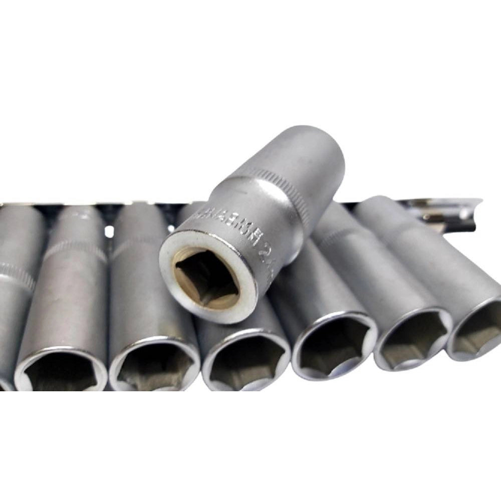 Trade Shop - Set Di Chiavi Bussola Lunghe Da 1/2 Chrome Vanadium 10 A 24 Mm 12 Pezzi Mr70253 -