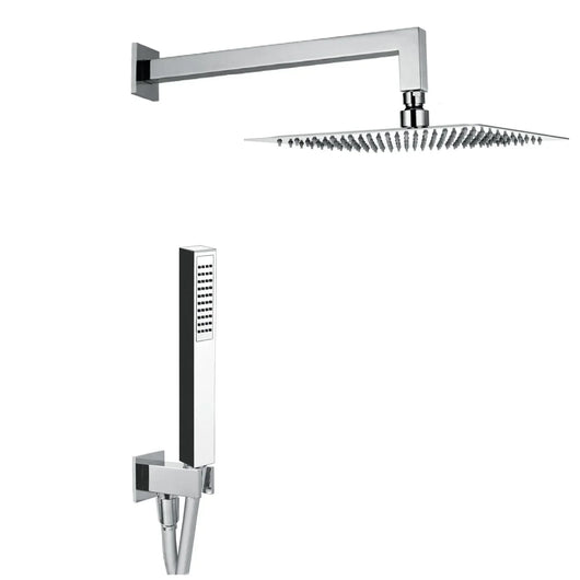 Kit Soffione Doccia Quadrato 25x25 cm in Acciaio Inox Rondò 25