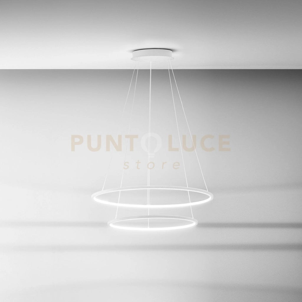 ERIKA S/2 LAMPADARIO SOSPESO 2 LUCI A LED 3000K 3700LM 80W(35W+45W) DIMMERABILE COLORE BIANCO D.60-80CM