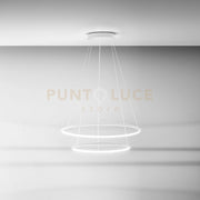 ERIKA S/2 LAMPADARIO SOSPESO 2 LUCI A LED 3000K 3700LM 80W(35W+45W) DIMMERABILE COLORE BIANCO D.60-80CM
