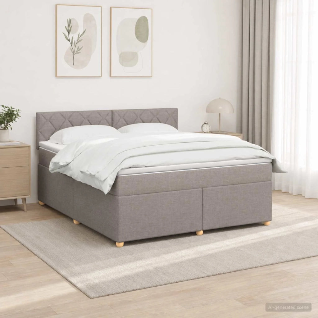 Letto box spring con materasso Tortora 180 x 200 cm Tessuto 3452489