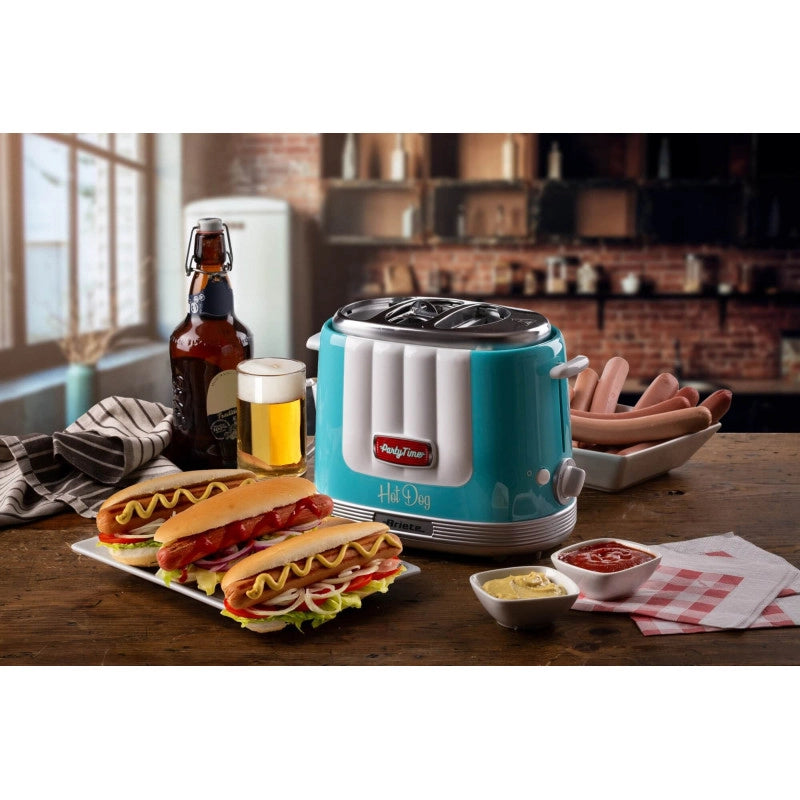 Macchina per Hot Dog 650W, 4 spazi di cottura, 5 livelli di cottura, espulsione automatica - Azzurro