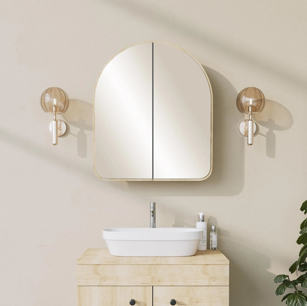 Vigano, Mobile Pensile Specchio Incluso, 60x70h cm Marrone Rovere