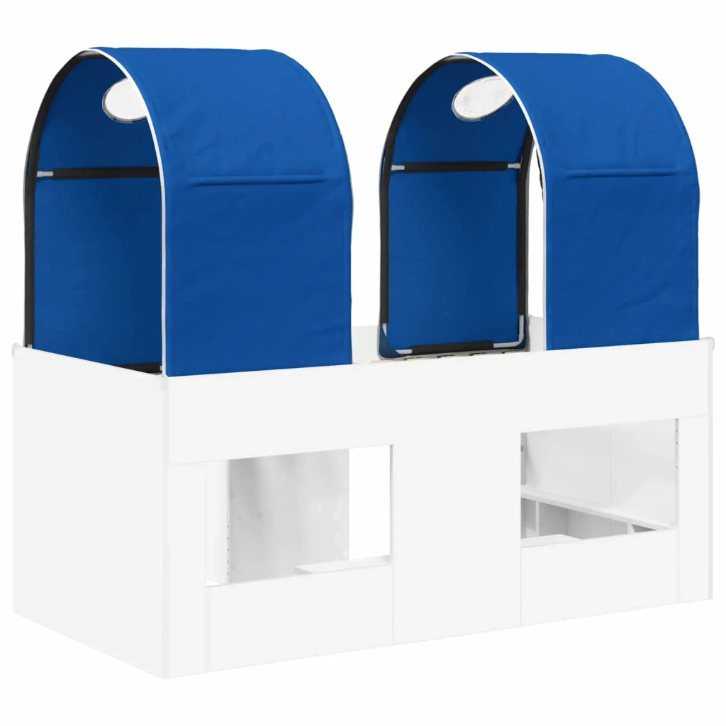 Letto singolo | Letto per adulti | Letto con Tunnel 4 pcs Bianco e Blu Legno ingegnerizzato