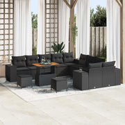 Set Divano da Giardino con cuscino 13 pcs Nero polyrattan 3364014