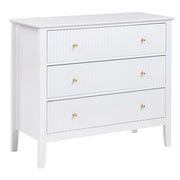 Cassettiera a 3 cassetti in MDF bianco con maniglie in oro Soggiorno elegante