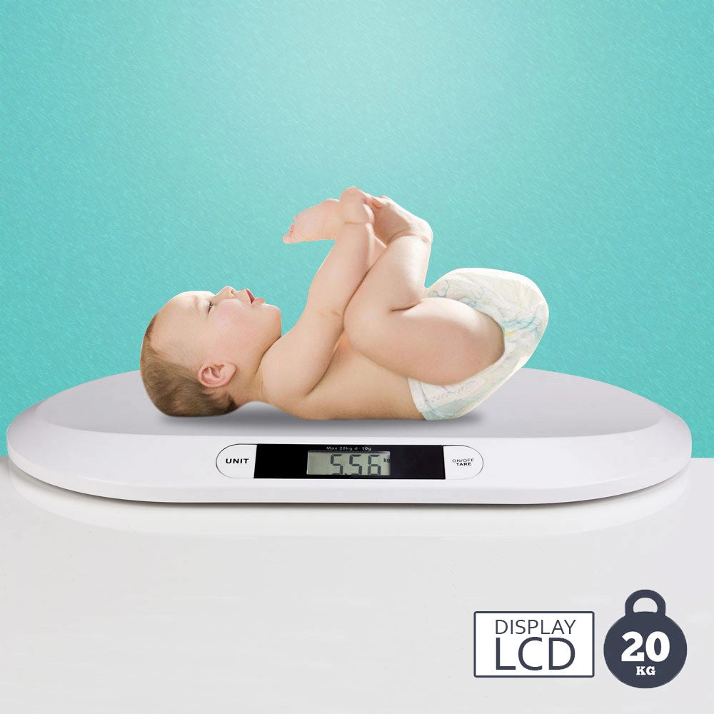Bilancia Pesa Bambini Neonati Display Digitale LCD Pesa Neonato 20KG Bianco