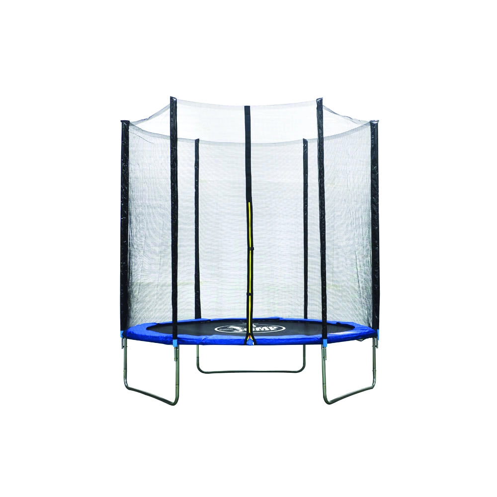 Trampolino Tappeto Elastico Ø183x200 cm in Acciaio con Rete di Protezione Nero e Blu