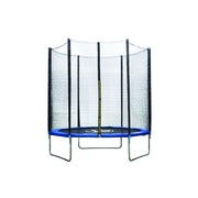 Trampolino Tappeto Elastico Ø183x200 cm in Acciaio con Rete di Protezione Nero e Blu