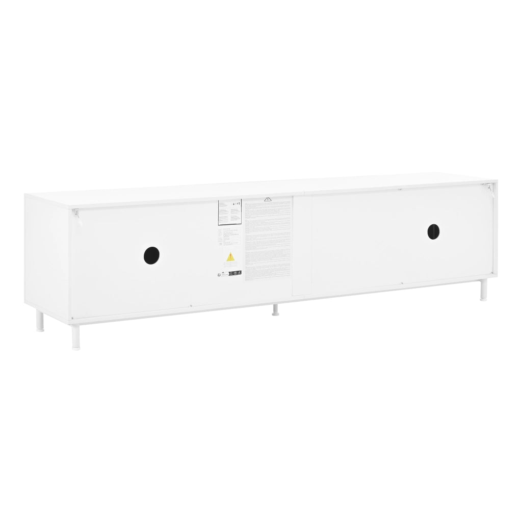 Mobile porta TV con 4 ante e 2 cassetti, tavolino basso coordinato, per soggiorno, in MDF e truciolare, bianco