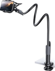 Sostegno per Telefono con Cervello di Cigno Flessibile per Letto - Braccio Rilassato 360° con Regolazione Flessibile Standard - iPhone 14 13 12 11 Pro Max - Samsung S23 Smartphone - Nero