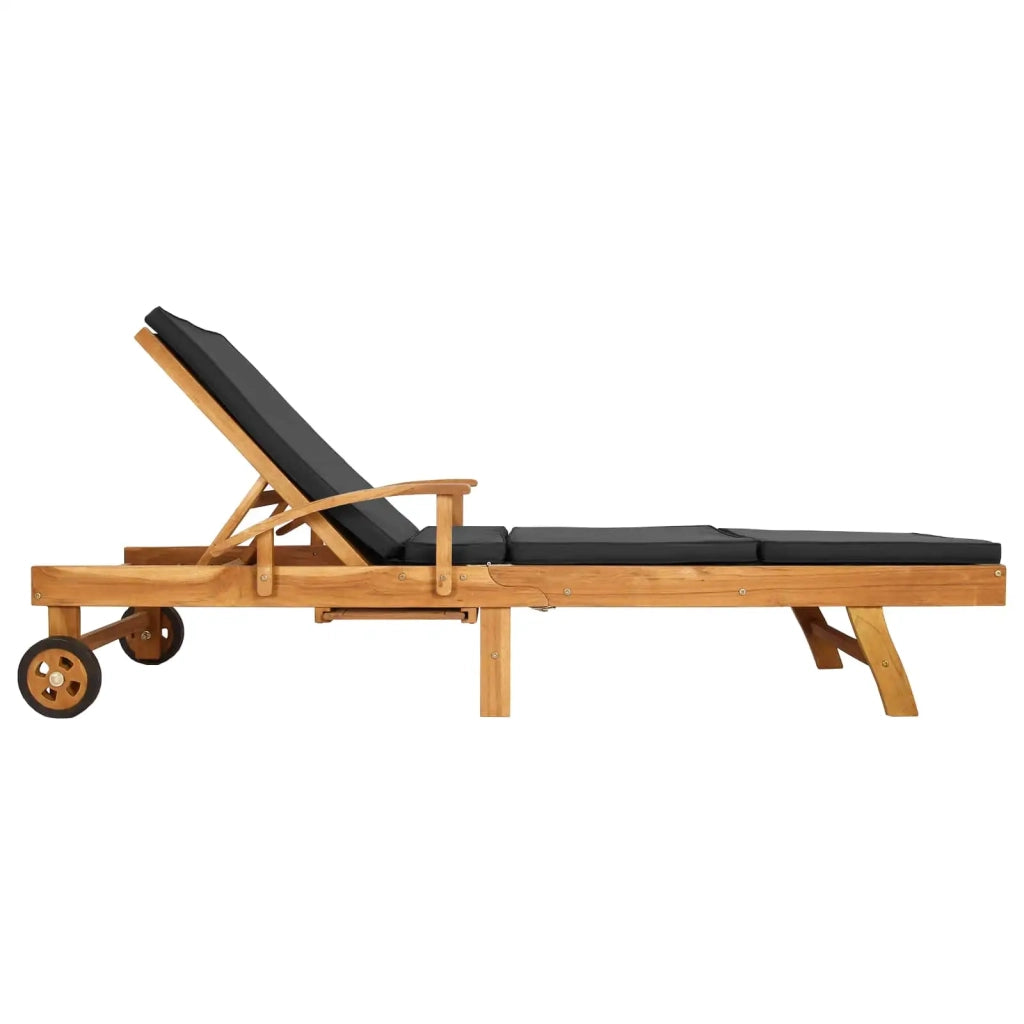 Lettino da sole Marrone e grigio scuro Legno di teak solido