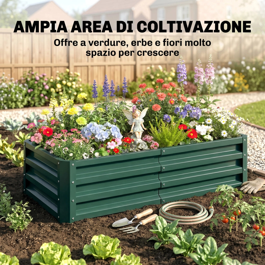 Letto Rialzato in Acciaio Zincato con Rivestimento ¨C Zephmum ¨C Verde 120x60x30.5 cm