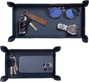 Set di 2 organizzatori - Set di 2 contenitori - Piatto per chiavi, telefono e portafoglio - Piattaforma rettangolare - Blu