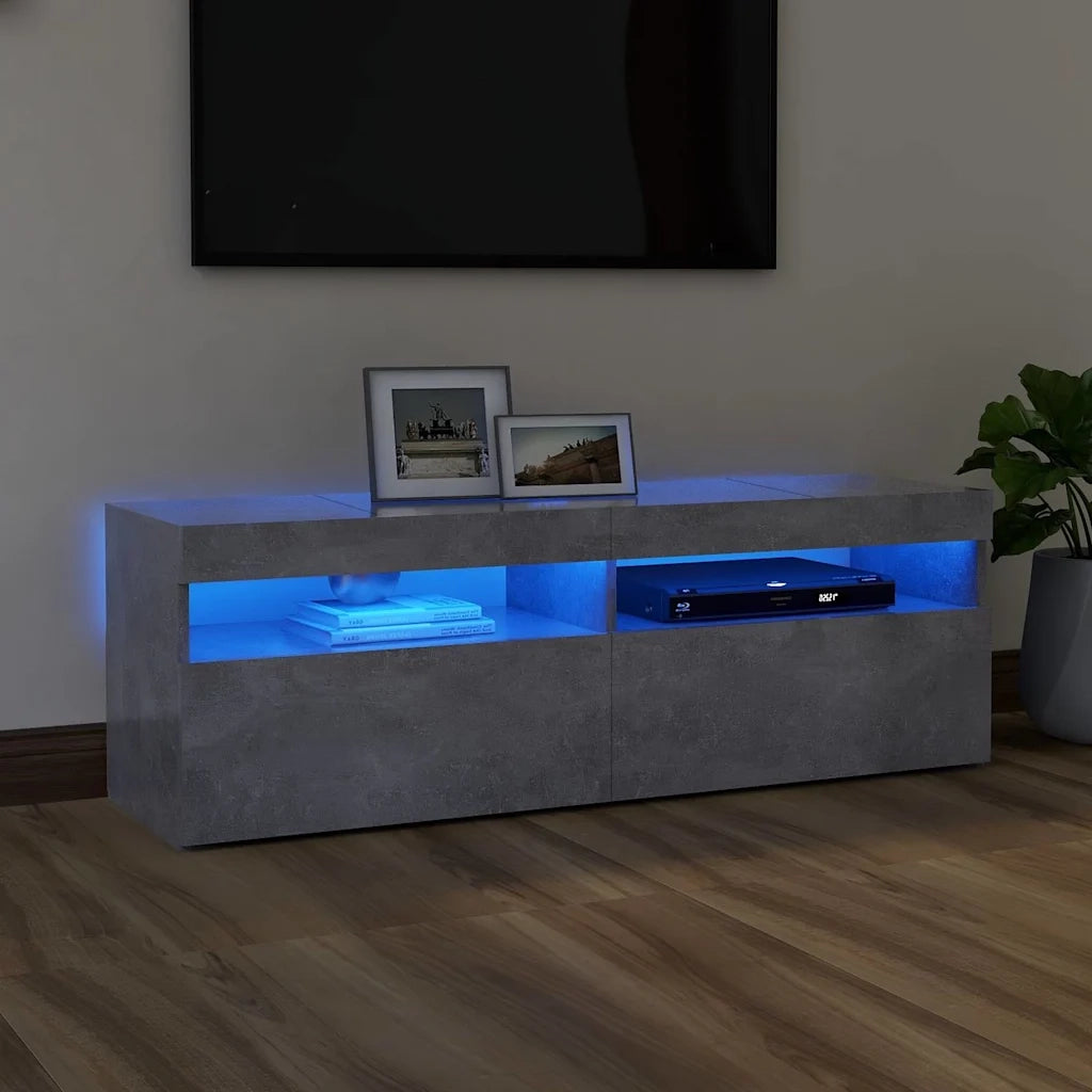 Mobile Porta TV con Luci LED Grigio Cemento 120x35x40 cm 804377
