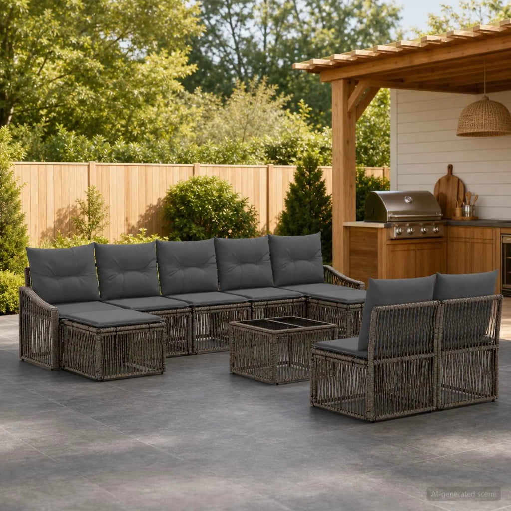 Set Divano da Giardino 10 pcs Grigio polyrattan 3436124