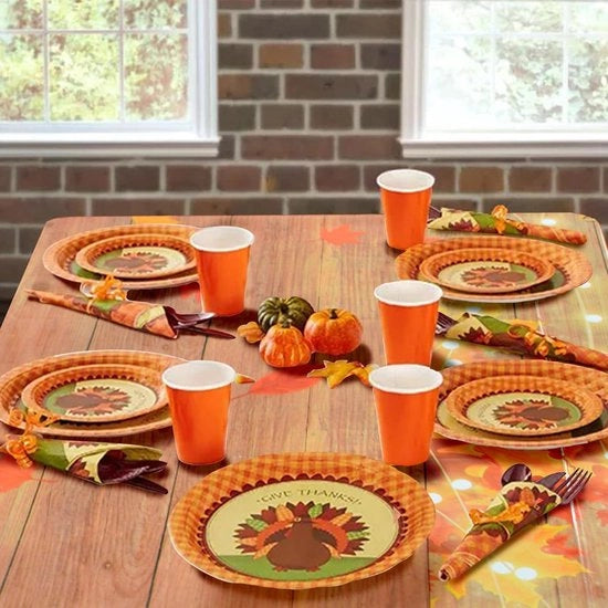 Set di 3 Tovaglie da Tavola in PVC Acqua Resistenti per Feste di Ringraziamento e Decorazioni di Tavola Rurale