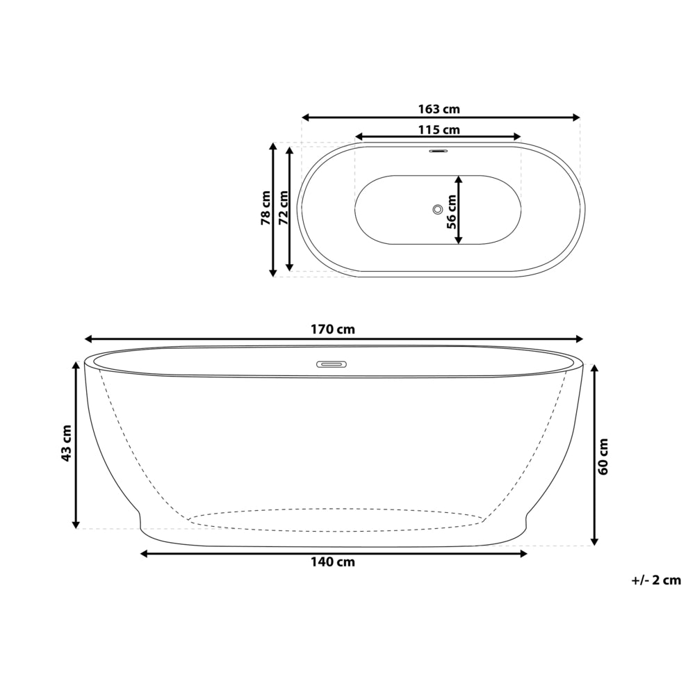 Vasca da bagno freestanding bianco lucido sanitario acrilico ovale moderno design minimalista