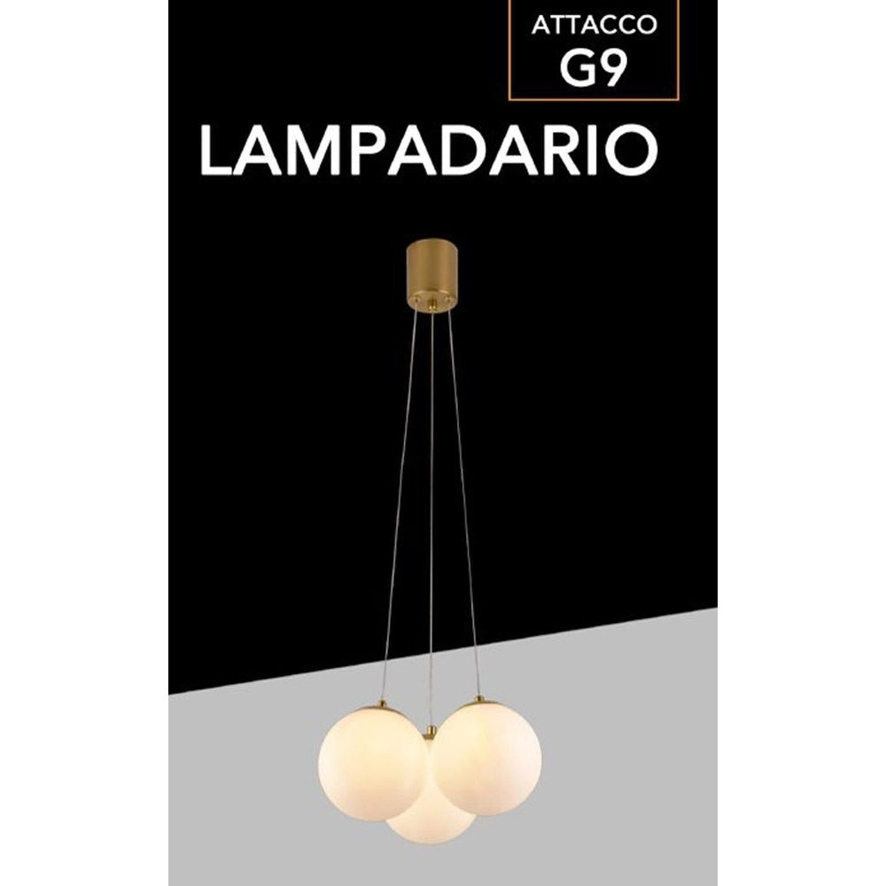 Trade Shop - Lampadario A Sospensione Bronzo Lampada Minimal Da Soffitto Con 3 Sfere Attacco G9 Lp-84-3 -