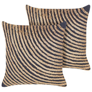 Set di 2 cuscini decorativi juta beige 45 x 45 cm federa boho intrecciata tinta unita