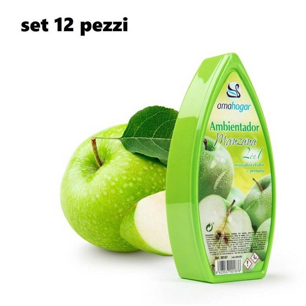 Trade Shop - Set 12 Deodoranti Gel Profumo Ambiente Assorbi Odori Fragranza Mela -