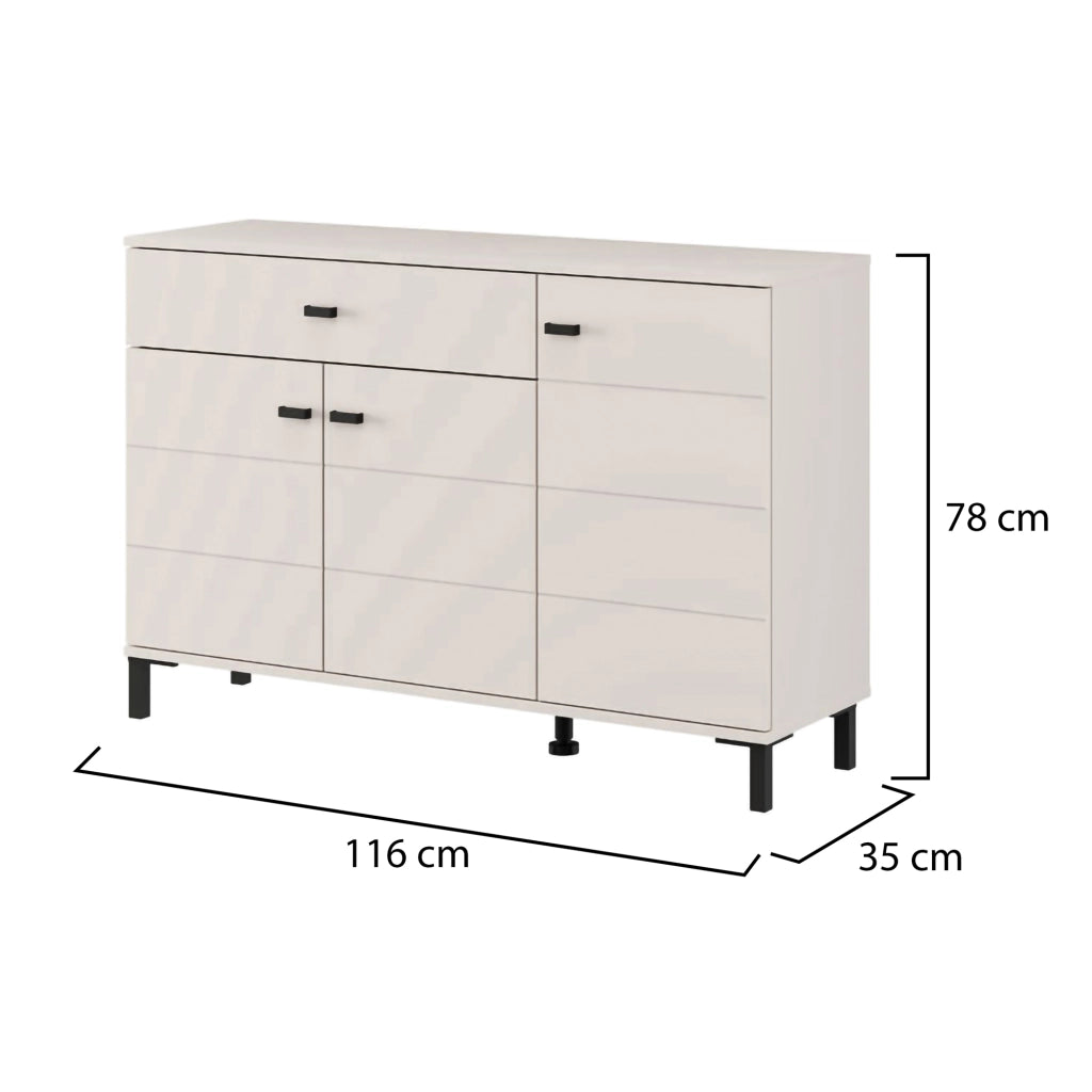 Madia Djanet, Credenza un Cassetto, 116x35x78h cm Bianco Crema