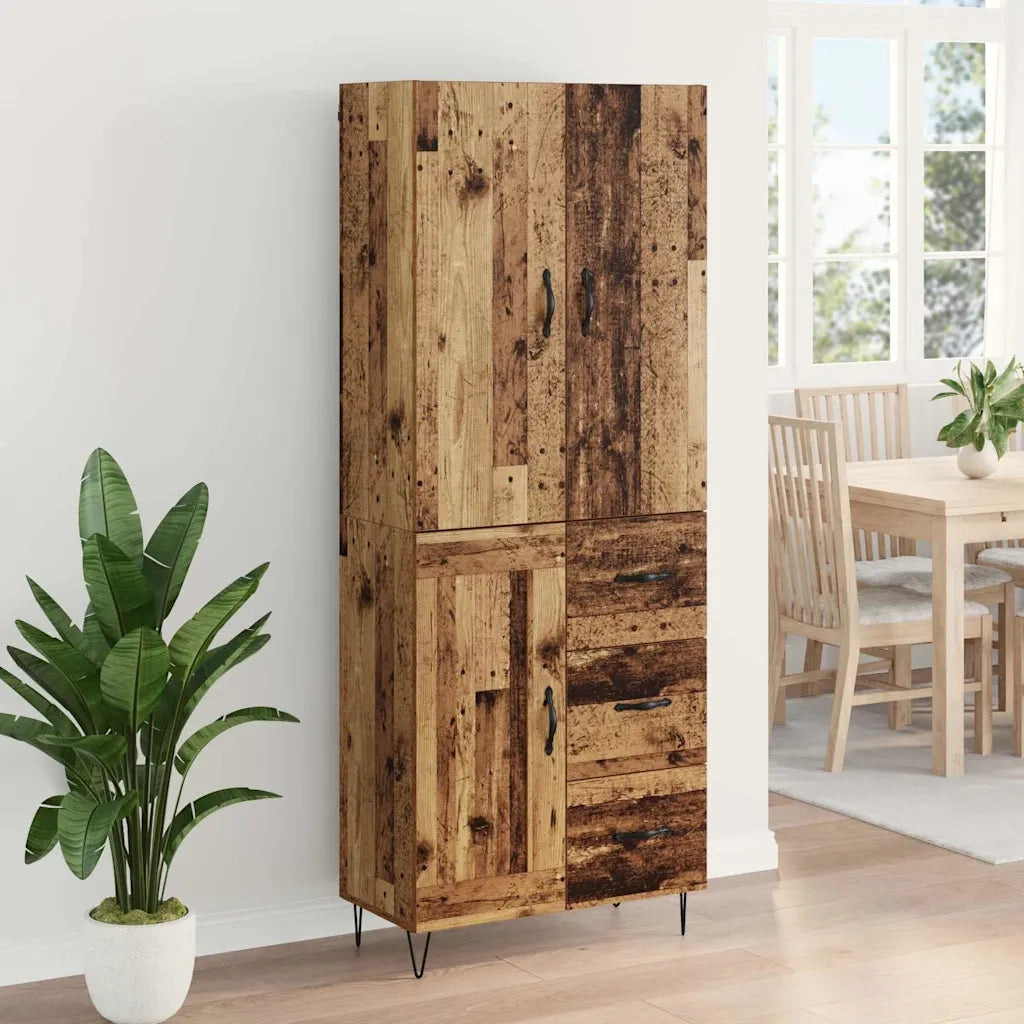 Credenza con cassetto 2 pz | Madia | Buffet da pranzo | Armadio da pranzo Legno vecchio Legno multistrato