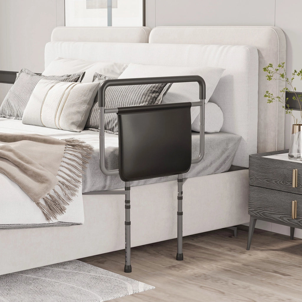 Letto con Barandilla e Contenitore Regolabile in Altezza ¨C Zephmum ¨C Grigio 71x61x86-104 cm