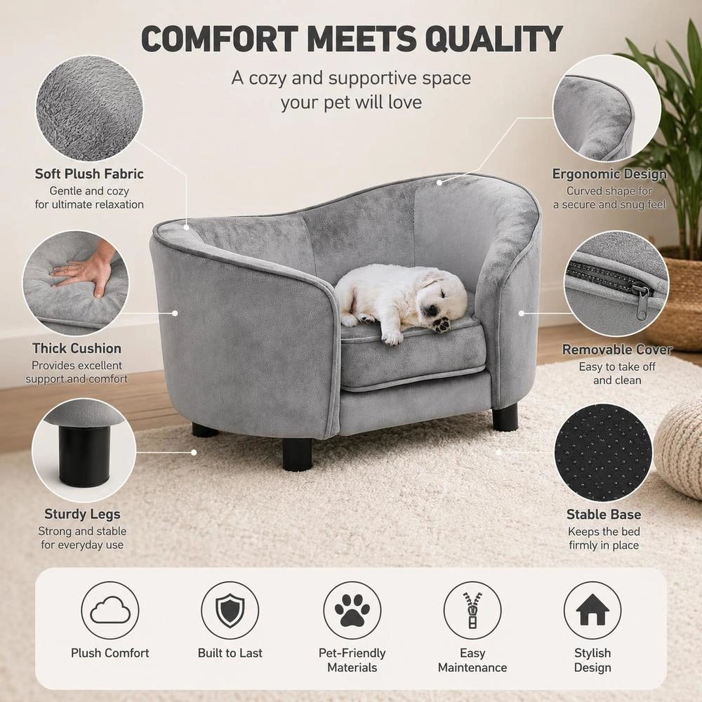 Dog Sofa Grey 69x49x40 Cm Plush
