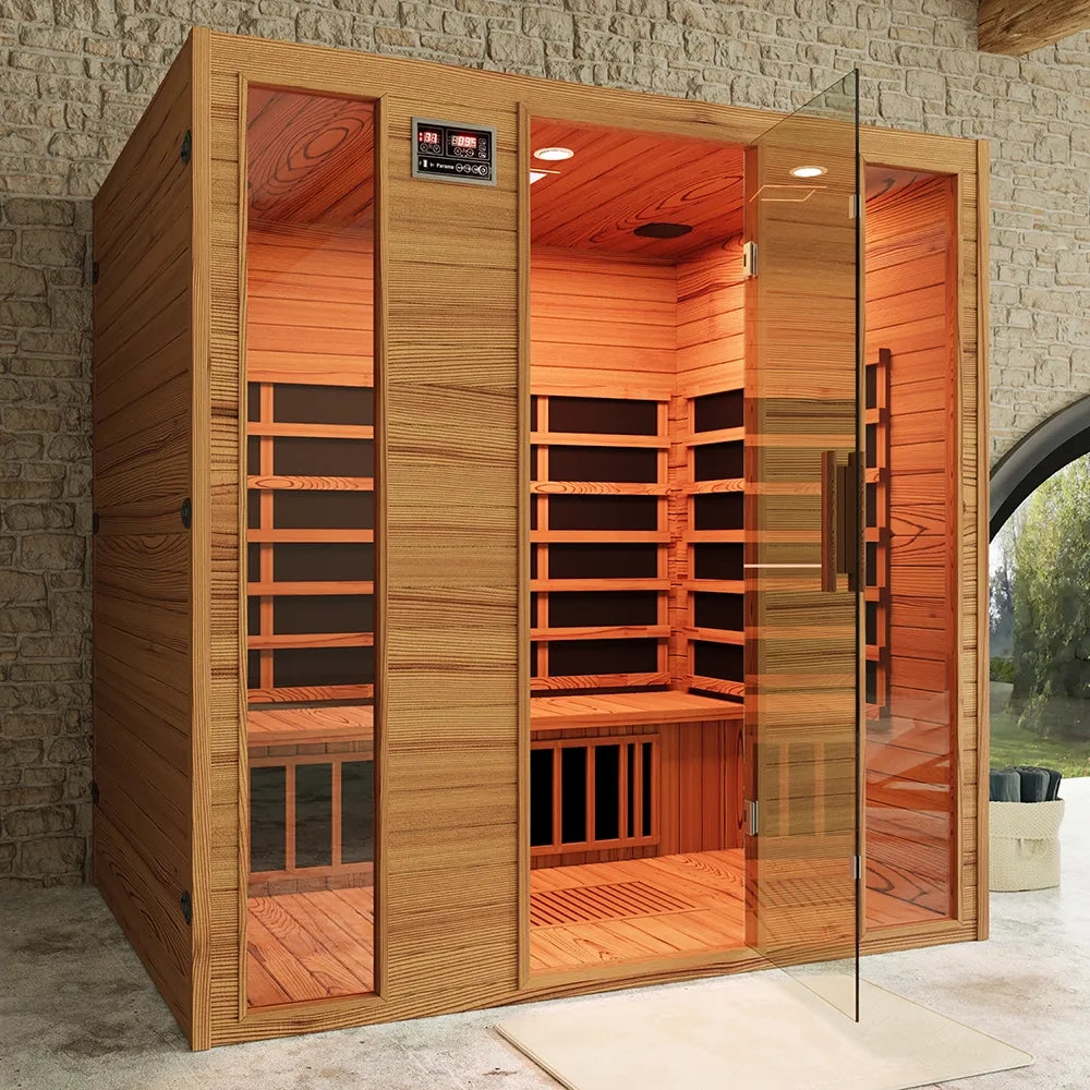 Sauna ad infrarossi 148x188 cm H188 in legno Hemlock con radio integrata | Oulu