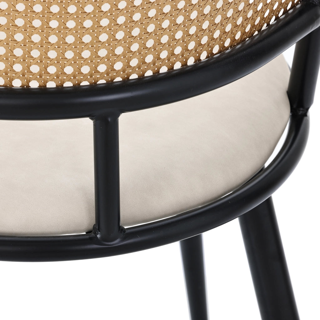 Sedie da sala da pranzo in rattan con seduta in PU leggere e traspiranti per soggiorno e cucina nere set 4