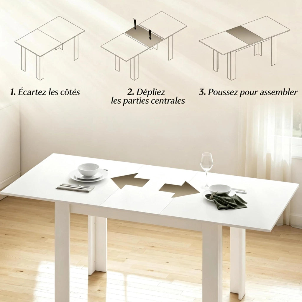 Tavolo da pranzo allungabile bianco 140-180x80 cm