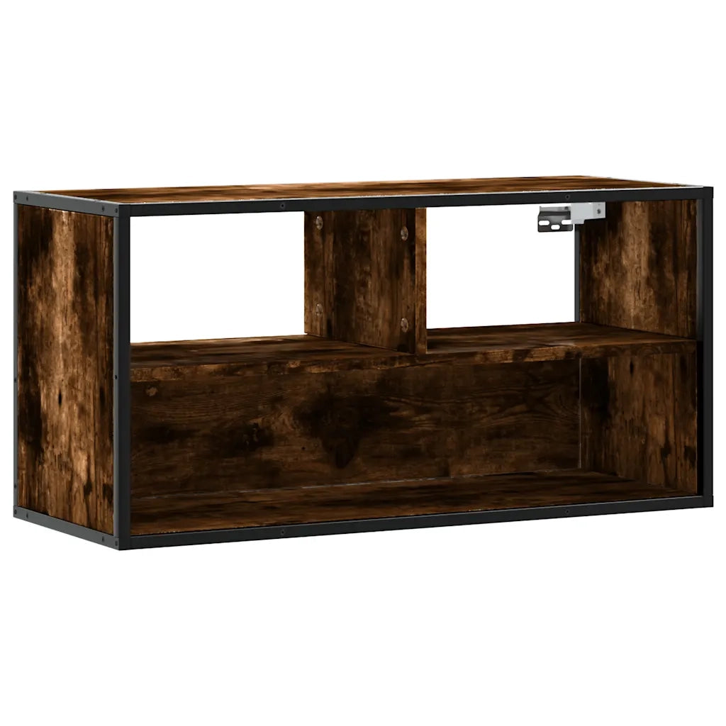 Mobile TV Rovere Fumo 80x31x39,5 cm Legno Multistrato e Metallo
