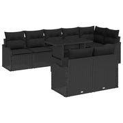 Set Divano da Giardino 9 pcs Nero Rattan in Polipropilene 3357226
