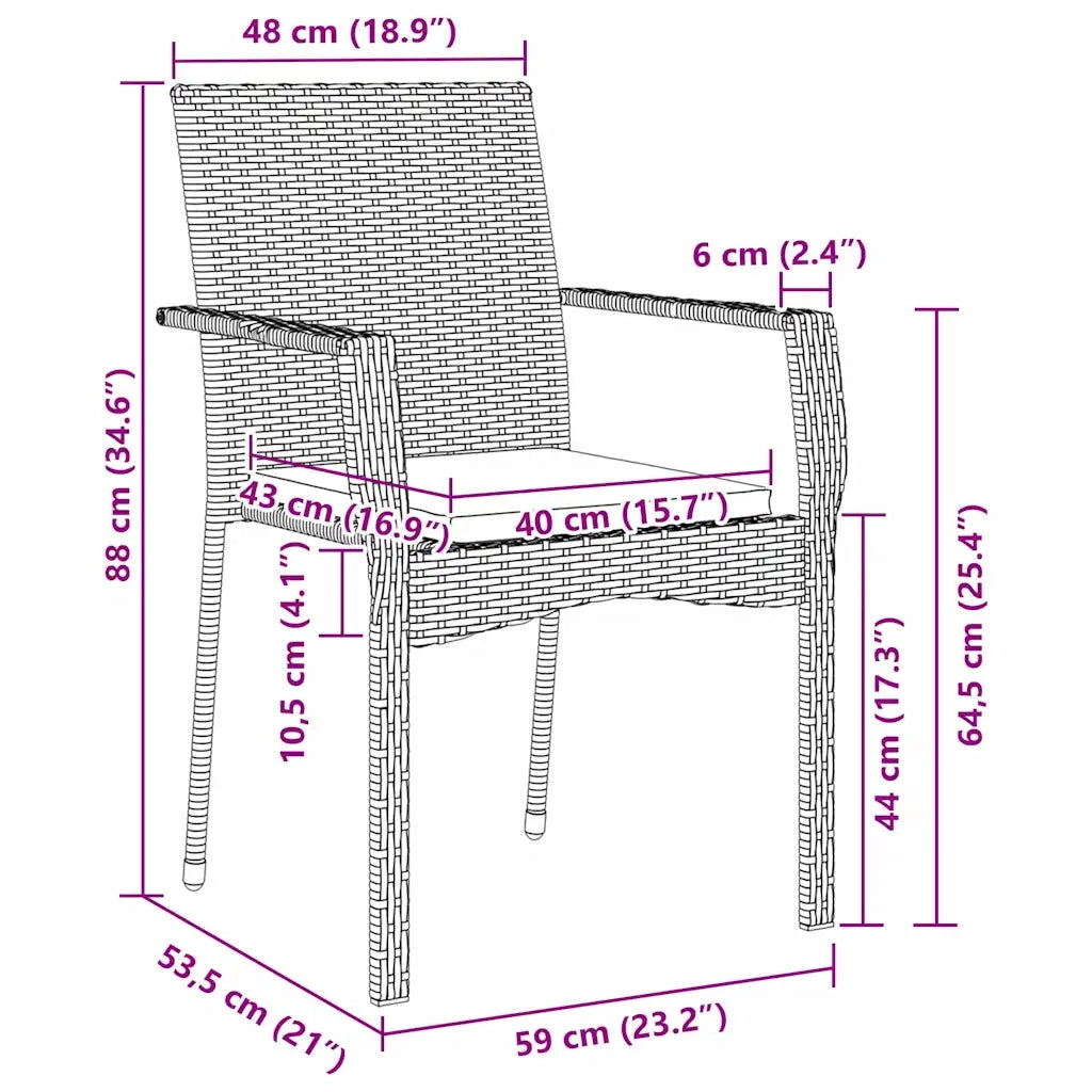 Set da Pranzo per Giardino con cuscino 7 pcs Grigio polyrattan 3380096