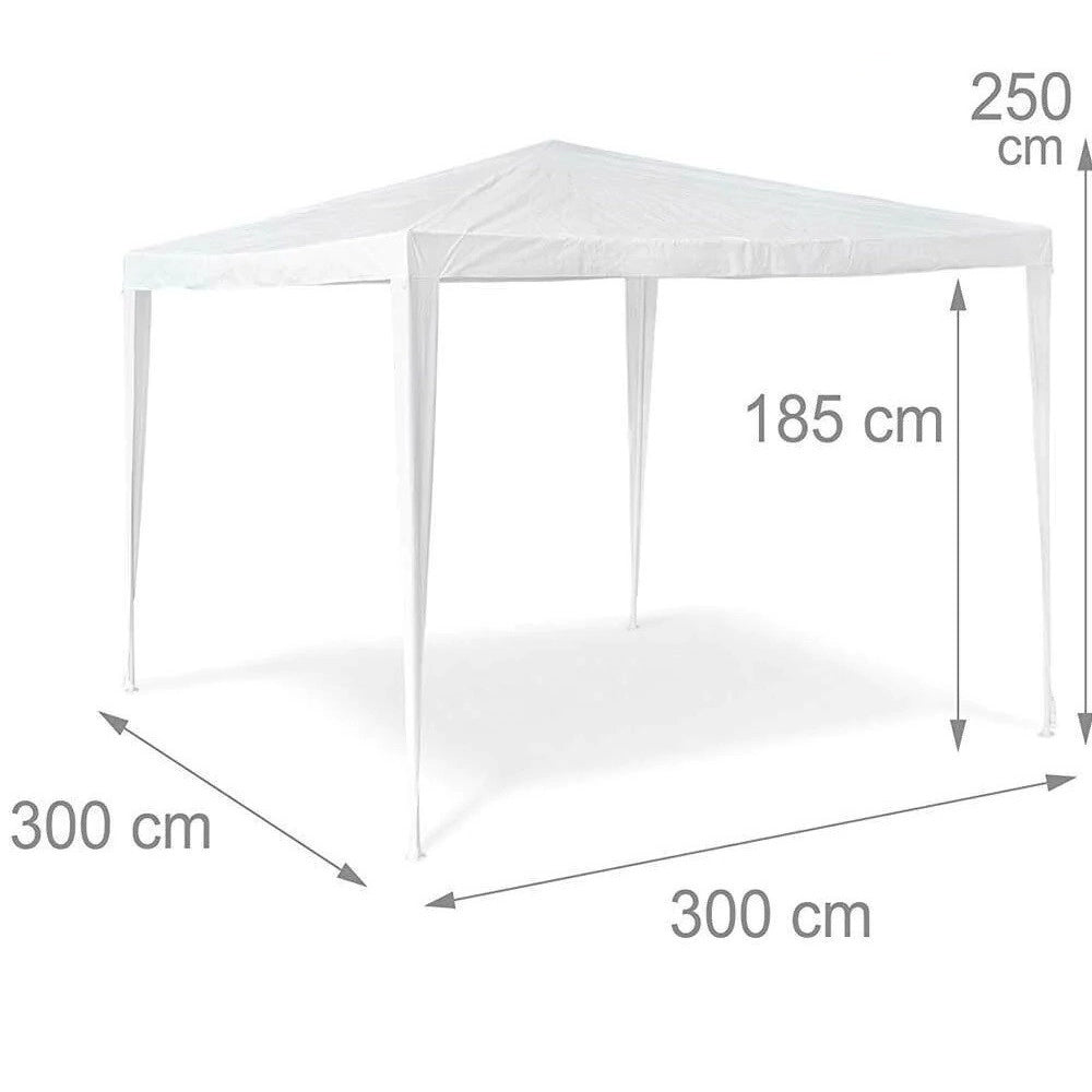 Trade Shop - Gazebo 3x3mt Tenda Esterni Arredo Giardino Tetto Antipioggia Idrorepellente Bianco -
