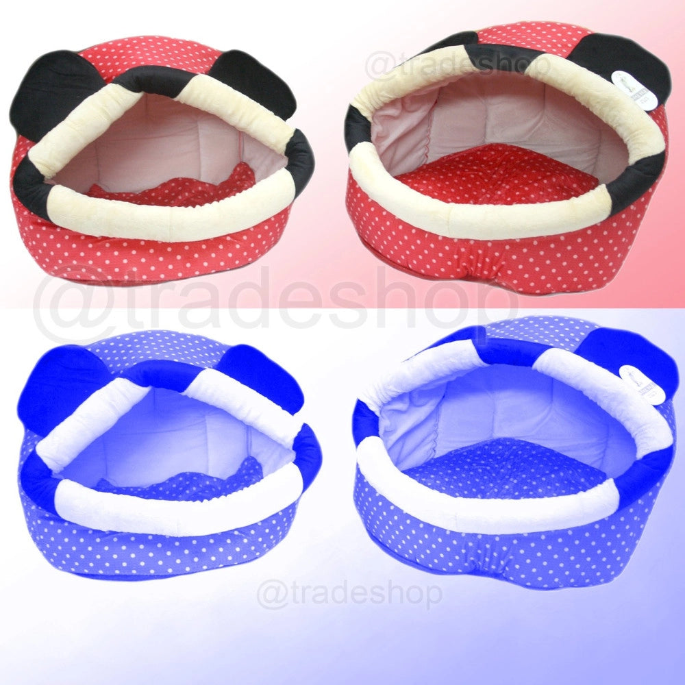 Trade Shop - Cuccia Igloo Colore Blu O Rosso Per Cani E Gatti Animali Domestici Calda -