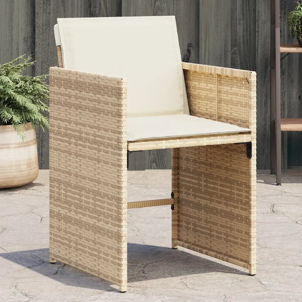 Sedie da Giardino con Cuscini 4 pz | Sedie da Esterno Beige in Polyrattan