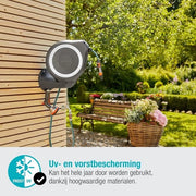 RollUp M 20 m wandslangenbox - Irrigazione flessibile per giardini di medie dimensioni - bobina con supporto a parete e gomito rotativo - set di parti del sistema e getto inclusi 20 m di tubo Slanghaspel per giardino