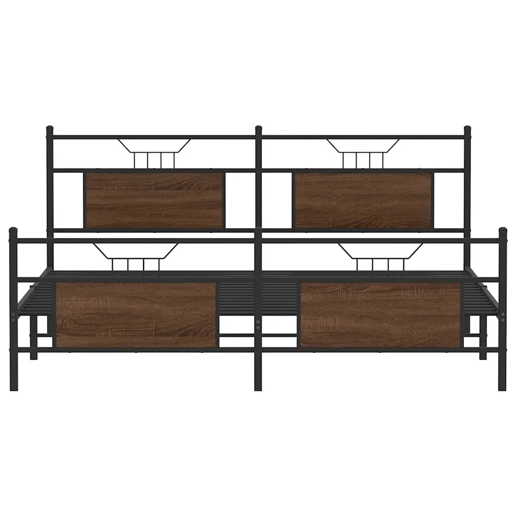 Giroletto senza Materasso in Metallo-Struttura Letto Rovere Marrone 160x200 cm 183666