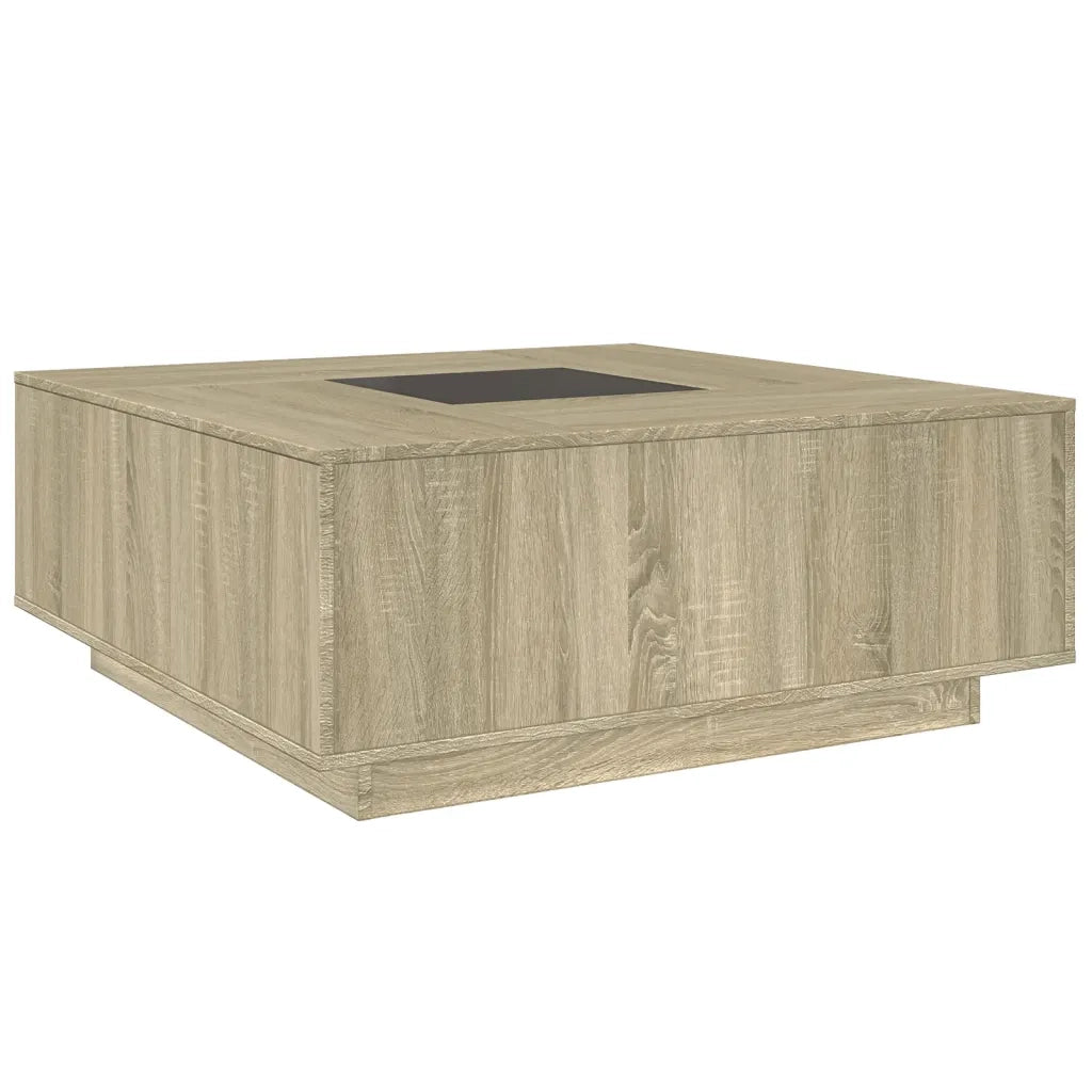 Tavolino da Salotto con LED Infinity Rovere Sonoma 100x100x40cm