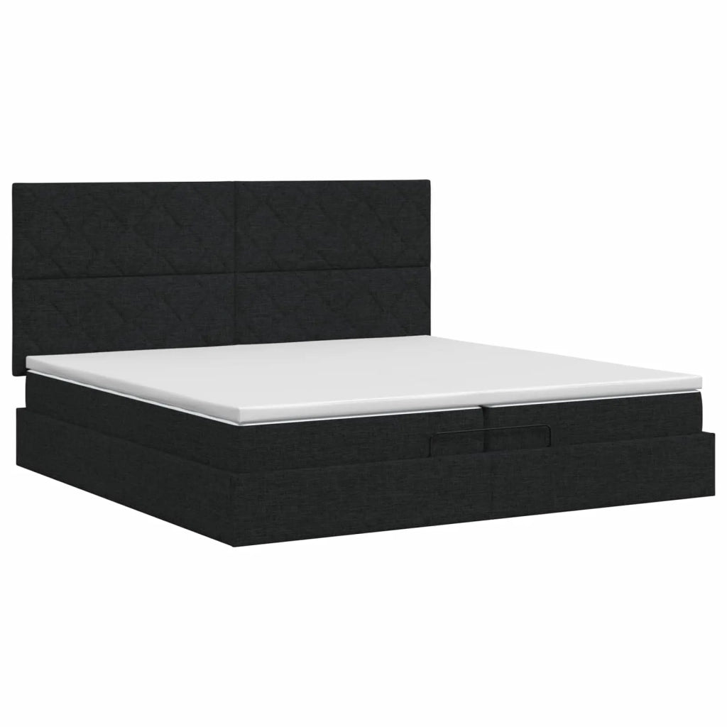 Letto ottomano con materasso Nero 200 x 200 cm Tessuto 3457600