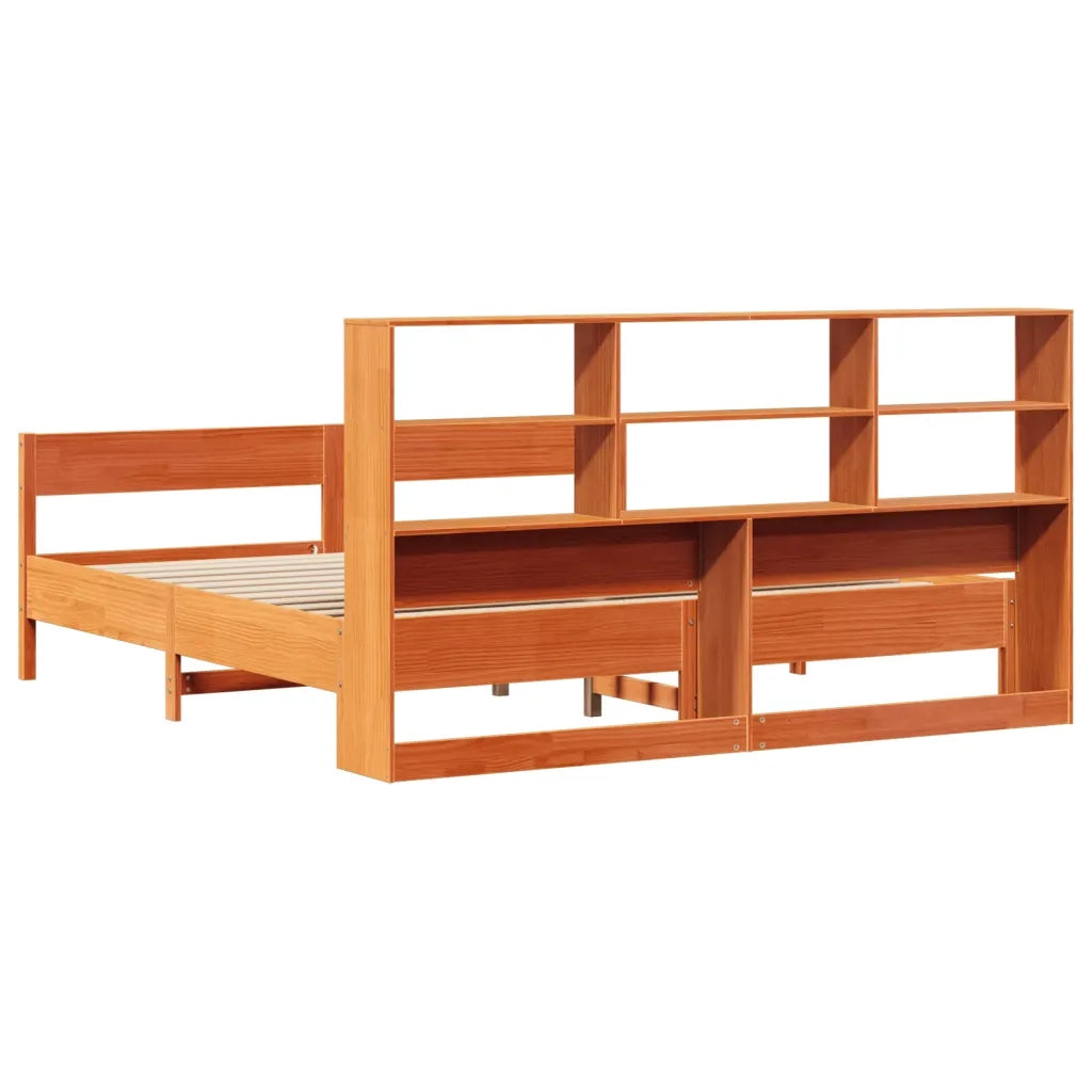 Letto Libreria senza Materasso Marrone Cera 180x200 cm in Pino