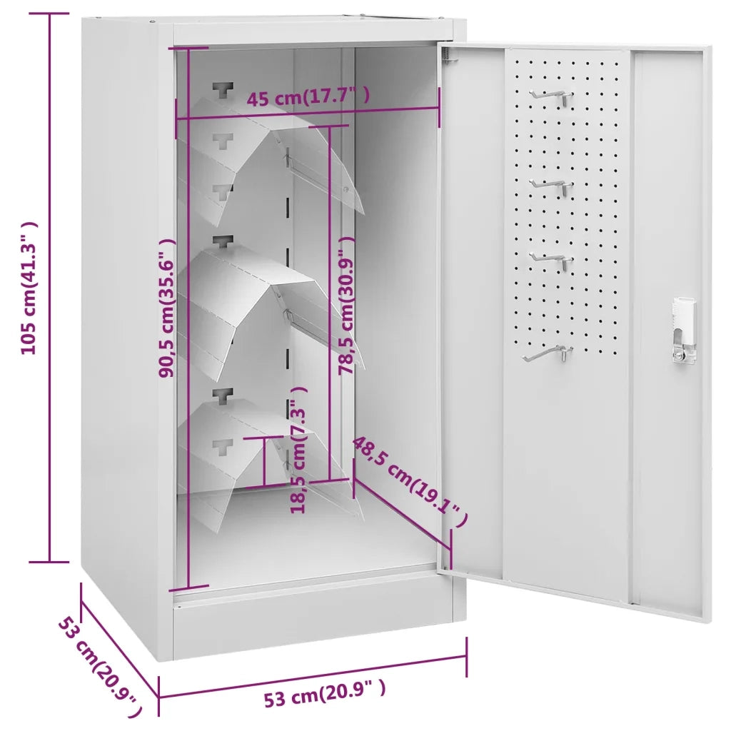 Armadio Porta Sella Grigio Chiaro 53x53x105 cm in Acciaio