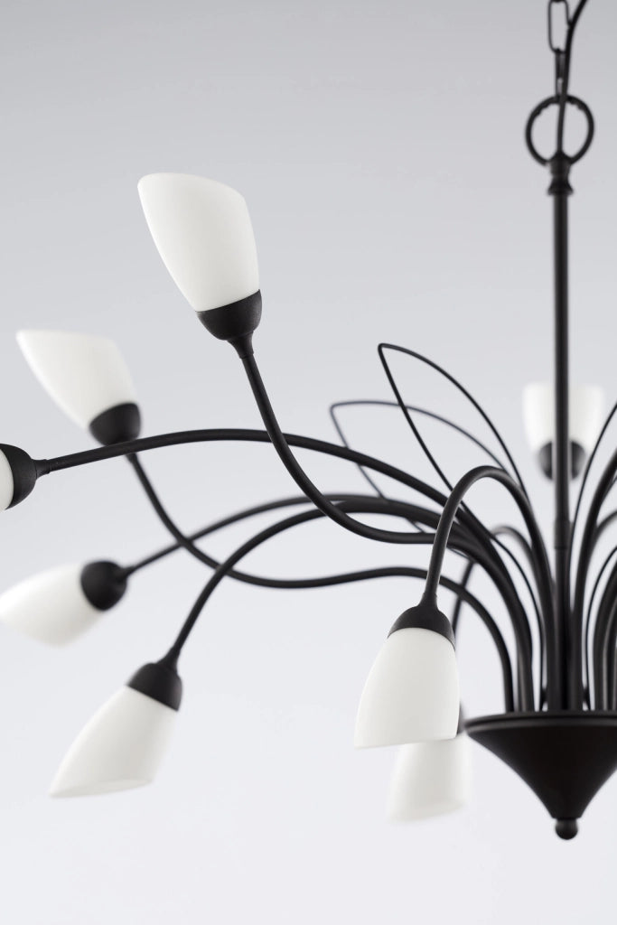 Lampadario GLORIOSA Jupiter nero opaco 15xG9 a catena