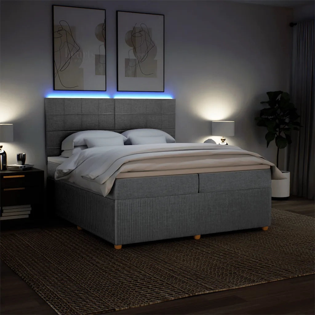 Giroletto a Molle con Materasso Grigio Chiaro 200x200cm Tessuto 3294463
