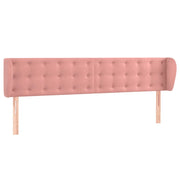 Testiera | Testata ad Orecchio Rosa 183x23x78/88 cm in Velluto